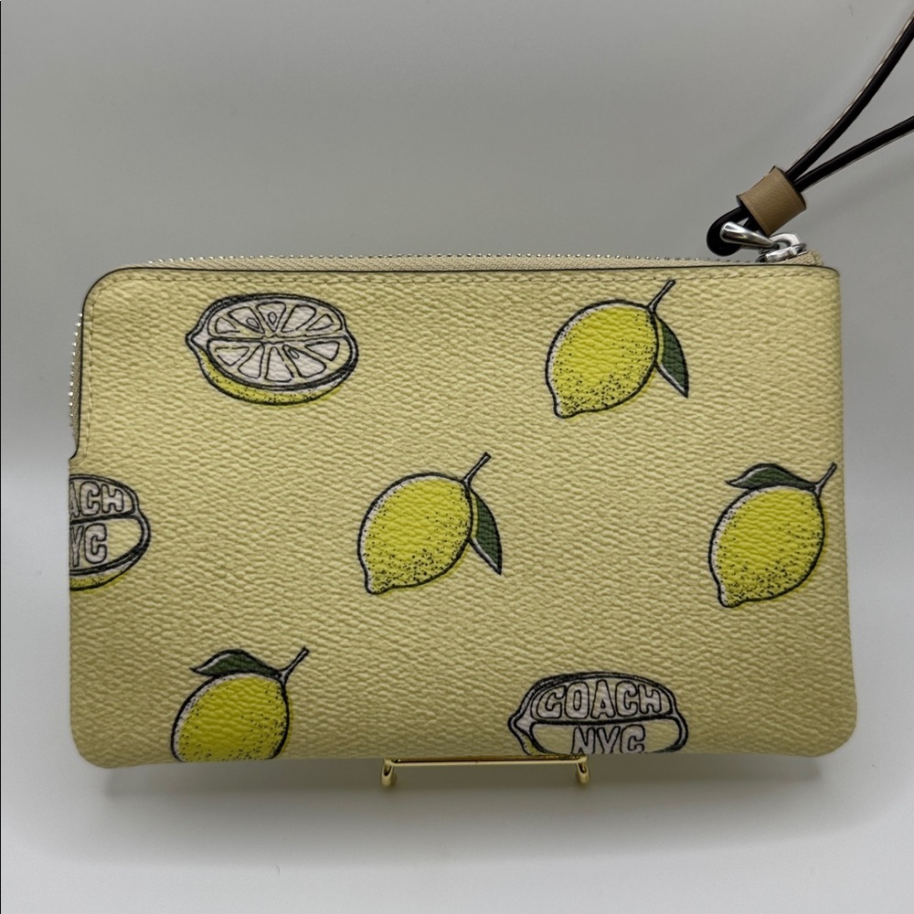 Coach Corner Zip Wristlet with Lemon Print - Picture 2 of 5